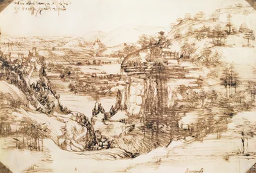 Arno Landscape, 5 de agosto de 1473 (caneta e tinta no papel)